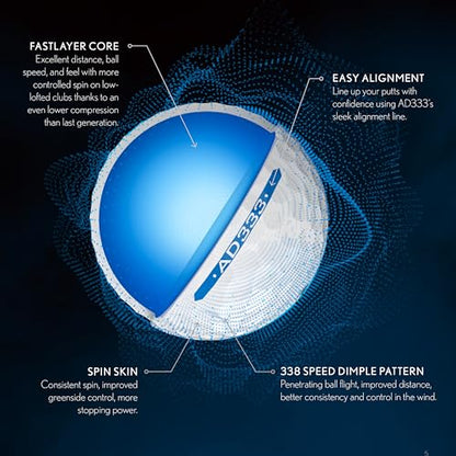 - Srixon AD333 11 | High-Performance Distance and Speed Golf Balls | Low Compression | For Consistency and Control -