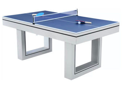 6ft / 7ft Pool Table With Dining Table Top & Table Tennis Table Family Leisure Snooker Billiards Games Table With All Accessories, Great for Kids and Adults (Driftwood with Grey Cloth, 7ft)