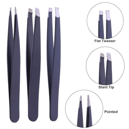- Stadux Eyebrow Tweezers | 3 Piece | Professional Stainless Steel Precision Tweezers for Eyebrows Plucking, Ingrown Hair Remover and Facial hair -