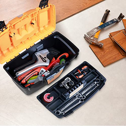 AIRAJ PRO Toolbox Storage,12"and15"Plastic Tool Box with Mini Organizer,Tool boxes with removable tray and anti-deformation plastic latch,Storage for Tools,Toys,Stationery and Decorations