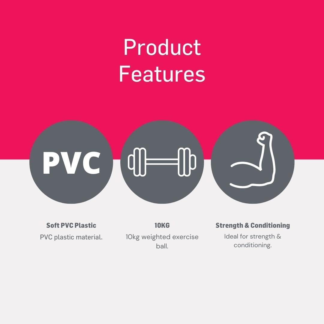 66fit Slam Ball - Black (10kg) Gym & Home Training for Workout, Strength Building, Resistance Training, Weight Loss