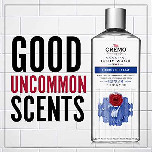 CREMO - Cooling Body Wash For Men - Rejuvenating Citrus & Mint Leaf Shower Gel - 473ml