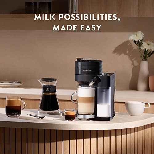 De'Longhi Nespresso Vertuo Lattissima ENV300.B, Automatic Coffee Machine with Automatic Milk Frother, Single-Serve Capsule Coffee Machine, 5 Cup Sizes, 1500W, Matt Black & Glossy