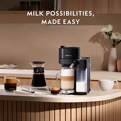 De'Longhi Nespresso Vertuo Lattissima ENV300.B, Automatic Coffee Machine with Automatic Milk Frother, Single-Serve Capsule Coffee Machine, 5 Cup Sizes, 1500W, Matt Black & Glossy