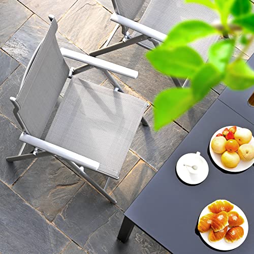 - SONGMICS Set of 2 Folding Garden Chairs | Outdoor Chairs | Max. Capacity 150 kg per Chair | Grey -