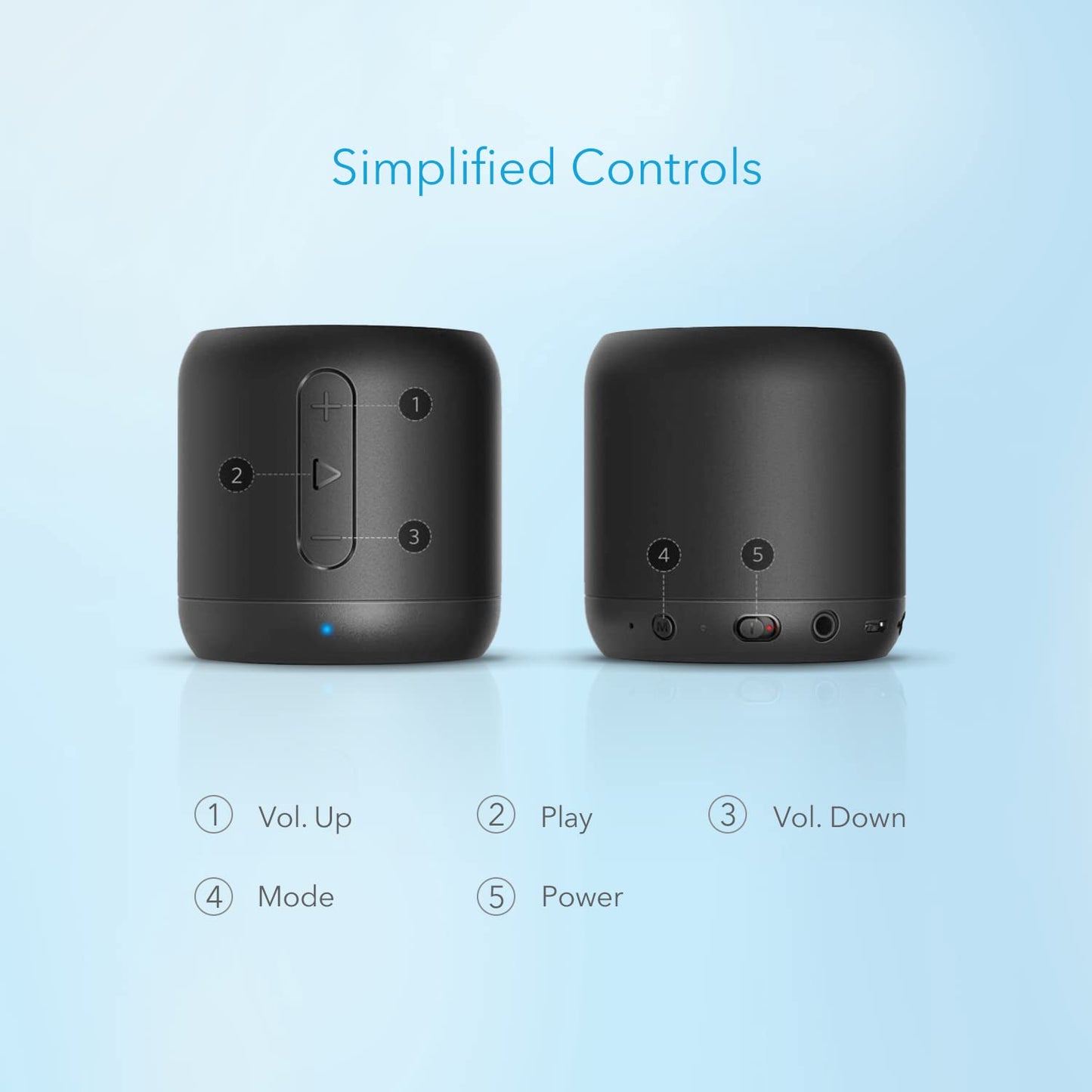 Anker Soundcore mini, Super-Portable Bluetooth Speaker with 15-Hour Playtime, 66-Foot Bluetooth Range, Wireless Speaker with Enhanced Bass, Noise-Cancelling Microphone, for Outdoor, Travel, Home