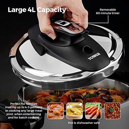 - Tower T920003 One-Touch Ultima | Pressure Cooker | Detachable 60-Minute Time -
