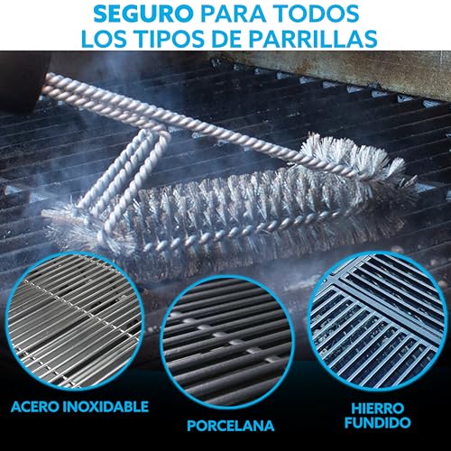 - Kona 360° Clean Grill Brush  | 18" Best BBQ Grill Brush | Stainless Steel 3-In-1 Grill Cleaner -