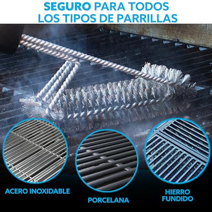 - Kona 360° Clean Grill Brush  | 18" Best BBQ Grill Brush | Stainless Steel 3-In-1 Grill Cleaner -