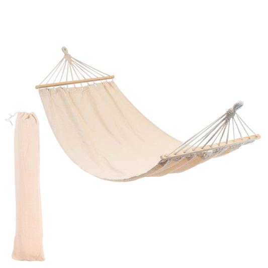 - Harbour Housewares 276cm Cream Cotton Hammock | Wooden Spreader Bars & Cotton Carry Bag -
