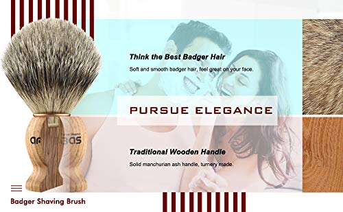 Anbbas Shaving Brush, Handmade Pure Badger Hair Brush with Natural Manchurian Ash Wood Handle for Men Traditional Wet Shaving Starer