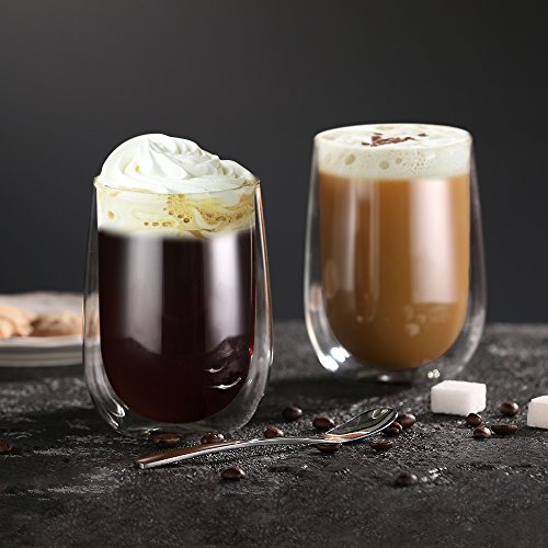 - Glastal 6x350ml Double Walled Coffee Glasses Mugs | Cappuccino Latte Macchiato Glasses Cups -