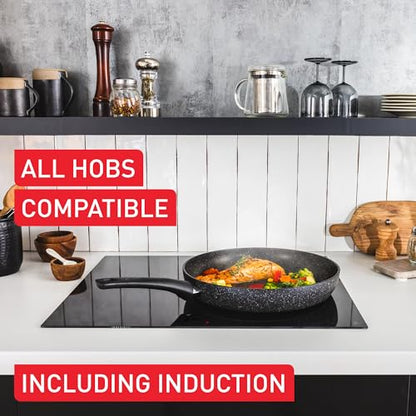- Tefal | Stone Strength Aluminium Non Stick 28cm Frying Pan | Reinforced with Titanium Particles | Induction Compatible -