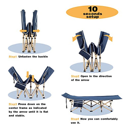 - OVERMONT Oversized Folding Camping Bed | 75 * 28" Extra Wide -