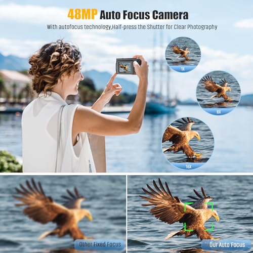 - Digital Camera | Oiadek 4K 48MP Autofocus Vlogging Camera | 32G Memory Card 16X Digital Zoom -