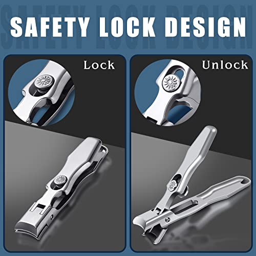 2024 New Nail Clippers for Thick Nails - DRMODE Wide Jaw Opening Nail Clippers with Catcher,Large Toenail Clippers Heavy Duty Nail Cutter with Sharp Curved Blade for Men Senior