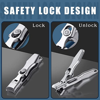 2024 New Nail Clippers for Thick Nails - DRMODE Wide Jaw Opening Nail Clippers with Catcher,Large Toenail Clippers Heavy Duty Nail Cutter with Sharp Curved Blade for Men Senior