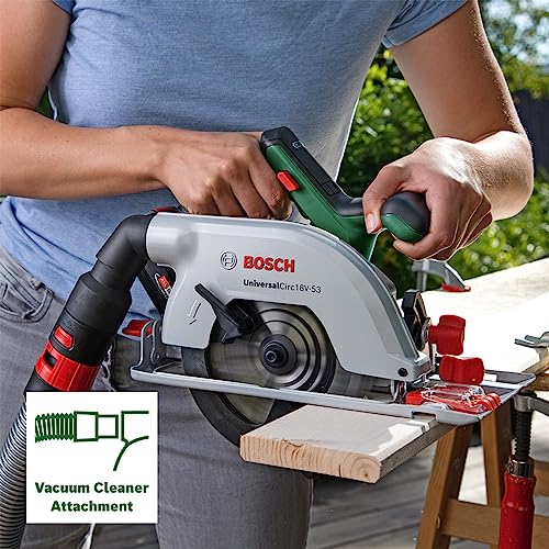 Bosch Cordless Circular Saw UniversalCirc 18V-53 (Precise Sawing in Wood; Max. Cutting Depth 53 mm; 18 Volt System; 1x 2.5Ah Battery and Charger)