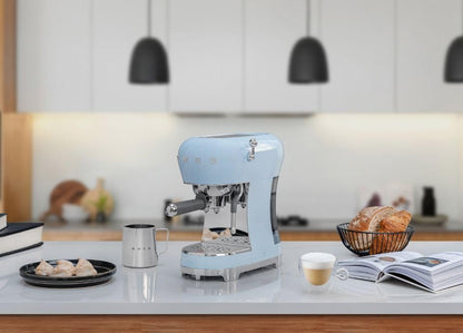 - Smeg ECF02BLUK Espresso Coffee Machine with Steam Wand | 1950s Retro Design -