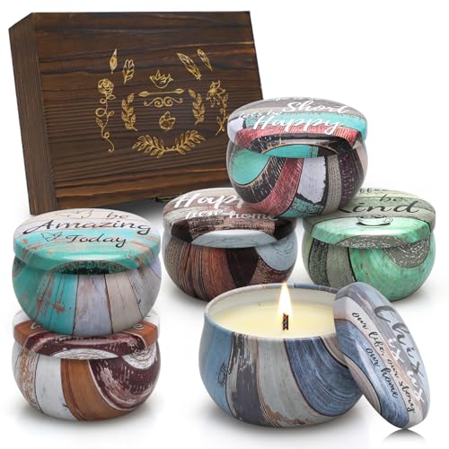 Candle Set Scented Candles Gifts for Women Housewarming New Home Gifts Thank You Candle Wedding Return Gifts with Wood Gifts Box for Birthday/Anniversary/Valentine's Day/Mother's Day/Xmas (6 pack)