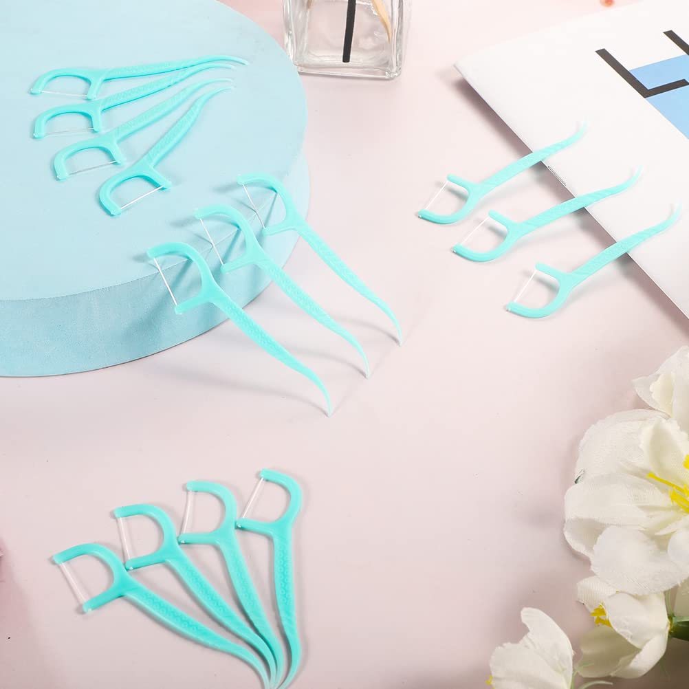 - 100 Pcs Dental Floss, Dental Floss Picks Disposable Portable Floss Sticks Dental Floss Toothpick Tooth Picks Sticks Interdental Cleaning Tool for Travel Home Office Restaurant(Blue)