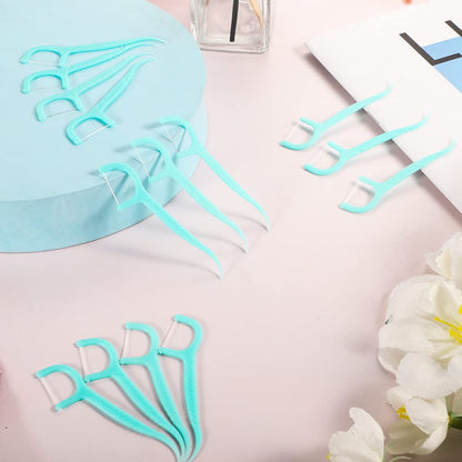 - 100 Pcs Dental Floss, Dental Floss Picks Disposable Portable Floss Sticks Dental Floss Toothpick Tooth Picks Sticks Interdental Cleaning Tool for Travel Home Office Restaurant(Blue)