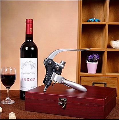 Cooko Wine Opener Set, Manual Corkscrew with Aerator and Spout, Zinc Alloy Handle Bottle Opener, Deluxe Wine Accessories with Wooden Box,