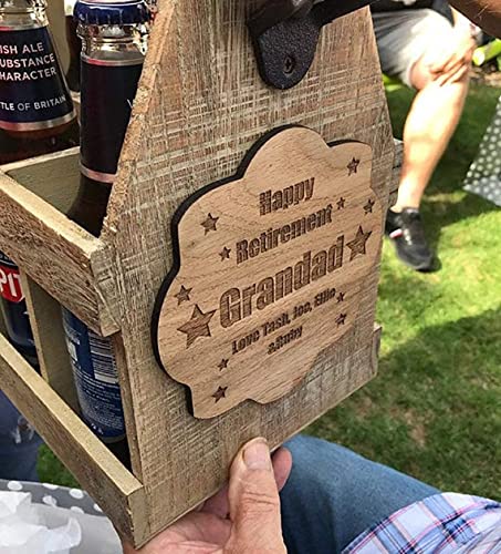- Personalised Beer Crate with Bottle Opener | Vintage Wooden Beer Caddy -
