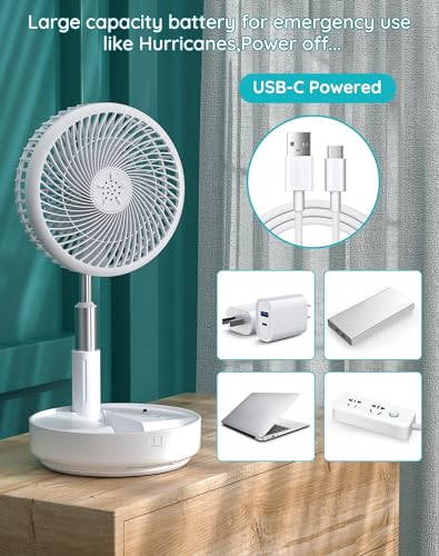 - Primevolve Portable Oscillating Standing Fan | Rechargeable Battery Operated USB -