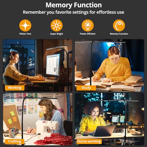 - Woputne LED Desk lamp with Clamp, Super Wide & Bright, 3 Color Modes X 10 Brightness