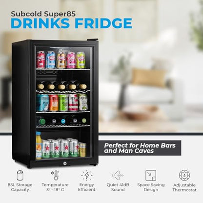 - Subcold Super85 LED | Under-Counter Fridge | 85L Beer, Wine & Drinks Fridge -