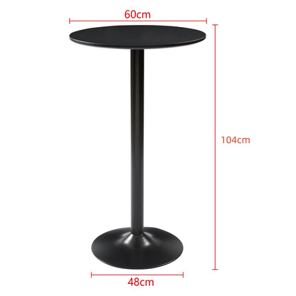 - Panana Black Round Bar Table | Counter Bistro Pub Table | 60CM Top 104CM Height -