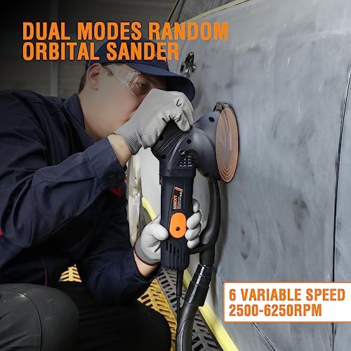 - MAXXT Orbital Sander 150mm(6 inch) | Electric Sander 5.0mm | 6 Variable Speed Palm Sander 4500-6200 RPM -