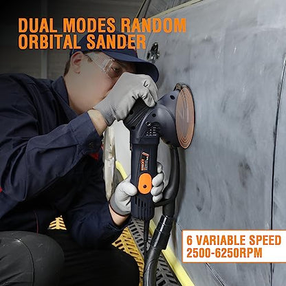 - MAXXT Orbital Sander 150mm(6 inch) | Electric Sander 5.0mm | 6 Variable Speed Palm Sander 4500-6200 RPM -