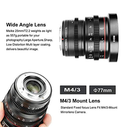 - Meike 25mm T2.2 Manual Focus Prime Mini Cinema Lens -
