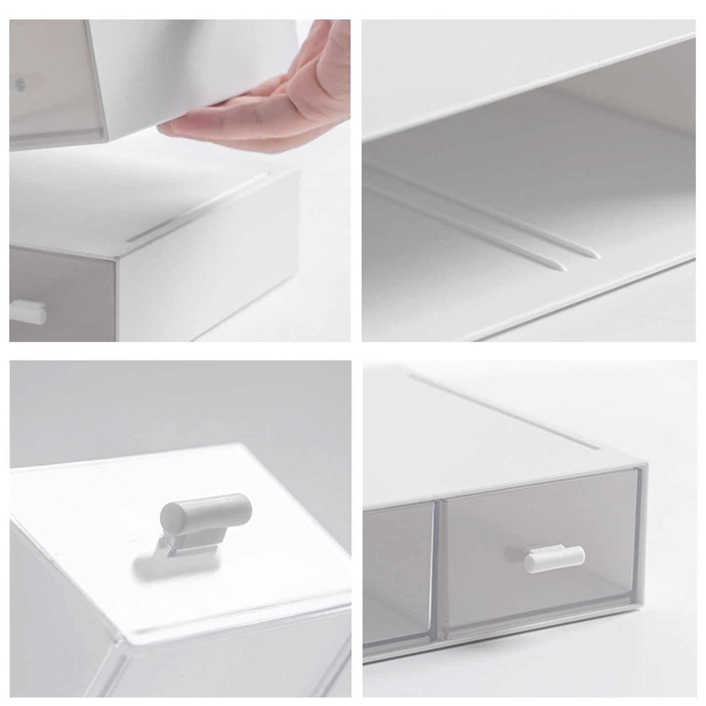 Desktop Organizer-Stackable Organizer Drawers, Plastic Drawers Organizer Perfect for Collection Small Item/Cosmetic Office Organization - 6 drawers (White)