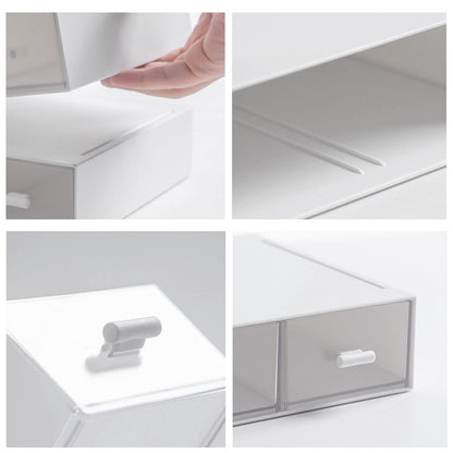Desktop Organizer-Stackable Organizer Drawers, Plastic Drawers Organizer Perfect for Collection Small Item/Cosmetic Office Organization - 6 drawers (White)