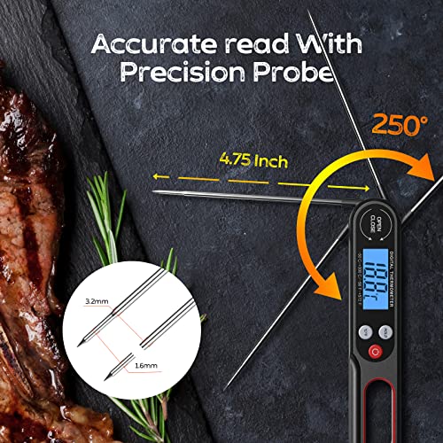 - Digital Meat Thermometers for Air Fryers Cooking | Food Thermometer Instant Read BBQ Cooking Thermometer | Foldable Long Probe | Backlight Screen Magnetic Back -