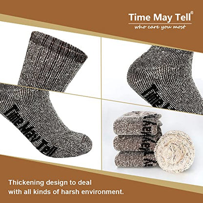 - Time May Tell Mens Merino Wool Hiking Cushion Socks | Thermal Warm Crew Winter Boot Socks Pack -