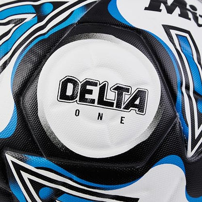 - Mitre Delta Football | Highly Durable | Enhanced Accuracy and Consistency | White/Black/Blue | Size 5 -