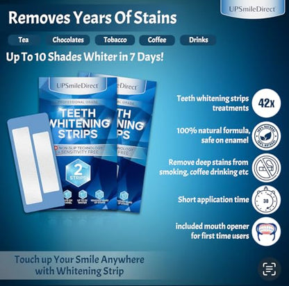 - UPSmileDirect Professional Teeth Whitening Strips 21 Treatments - Enamel Safe -