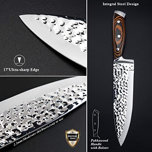 15-Piece Japanese Chef Knife Set with Sharpener, Block Wooden, HOBO Japan High Carbon Stainless Steel Boxed Kitchen Knife, Color Wooden Handle