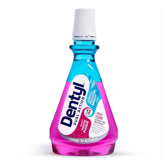 Dentyl Dual Action CPC Mouthwash, 12hrs Fresh Breath & Total Care, Alcohol Free, Fresh Clove, 500 ml
