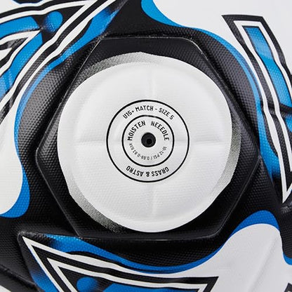 - Mitre Delta Football | Highly Durable | Enhanced Accuracy and Consistency | White/Black/Blue | Size 5 -