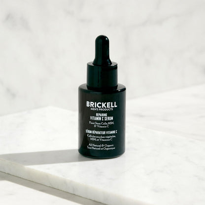Brickell Men's Anti Aging Vitamin C Serum For Face, Repairing Night Face Serum for Men, Natural and Organic Hyaluronic Acid Serum For Face to Diminish Wrinkles and Reduce Redness, 30ml, Unscented