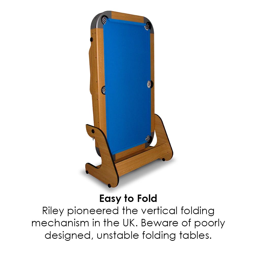 - Riley Supersize 6ft 6in Folding Pool Table with Soft-tip Dartboard | Vertical Folding Leg System with Independent Leg Levellers -