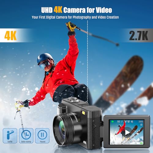 - Digital Camera | Oiadek 4K 48MP Autofocus Vlogging Camera | 32G Memory Card 16X Digital Zoom -