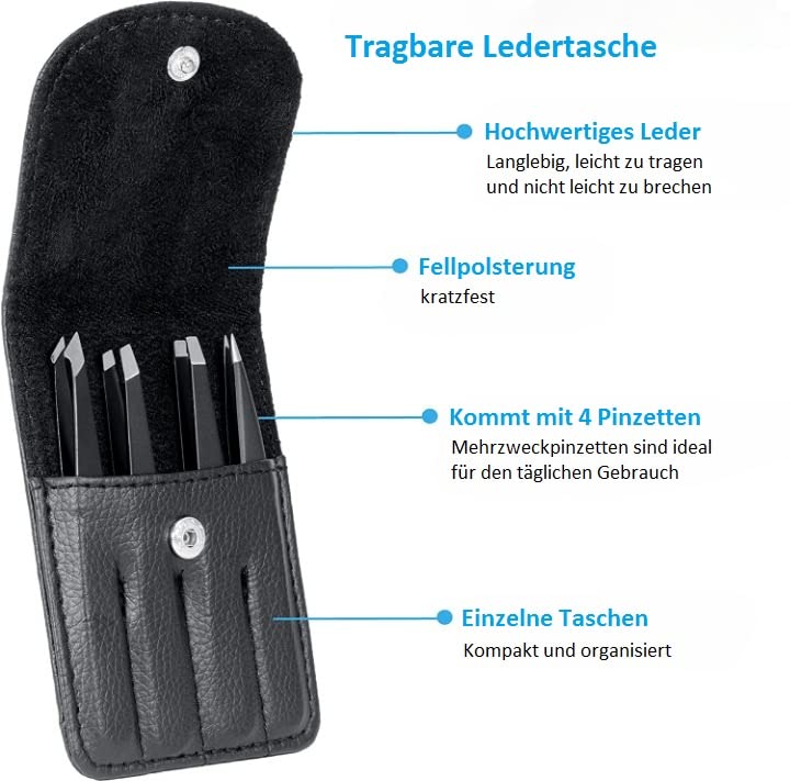 - Rikans Precision Tweezers Set | Pack of 4 Black Professional Tweezers | Blackheads Remover -