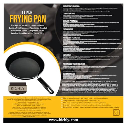 - KICHLY Aluminum Non Stick Frying Pan 28cm | Induction Frying Pan with Heat Resistant Handle | Anti-Scratch Omelette Pan | Non Stick -