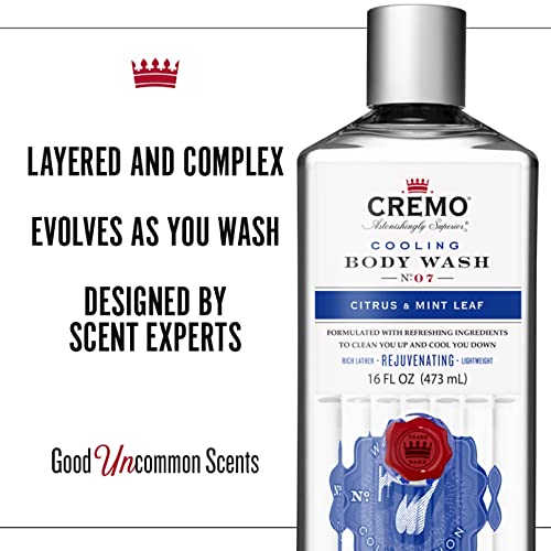 CREMO - Cooling Body Wash For Men - Rejuvenating Citrus & Mint Leaf Shower Gel - 473ml